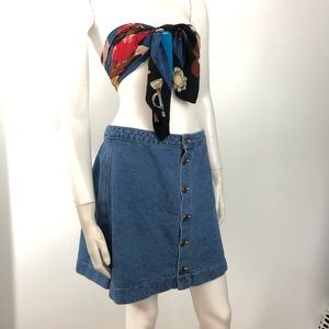 American Apparel denim Jean button front mini skirt blue size large